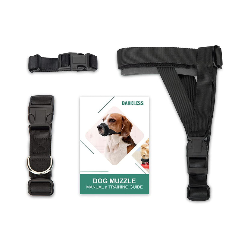 BARKLESS Dog Muzzle, Soft Padded Comfy Muzzle for Biting and Chewing, Adjustable Muzzle for Small, Medium, Large Dogs Corgi Labrador, Allows Drinking and Panting S Black - PawsPlanet Australia