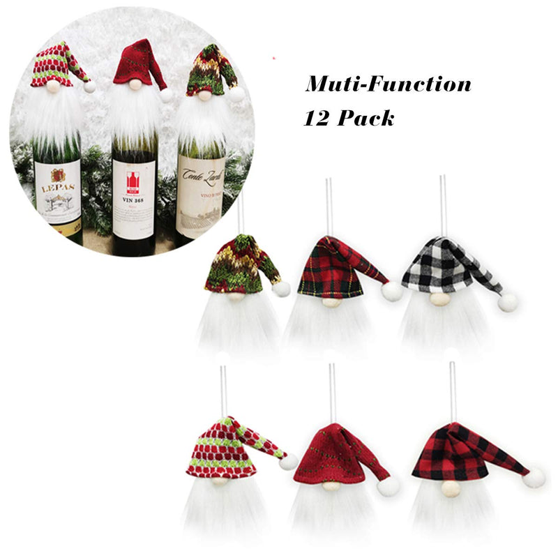 Vanteriam 12PC Mini Christmas Gnomes Wine Bottle Cover, Mini Gnomes Wine Bottle Toppers Dress Christmas Decorations 12 Pack Mini Gnomes Wine Bottle Toppers - PawsPlanet Australia