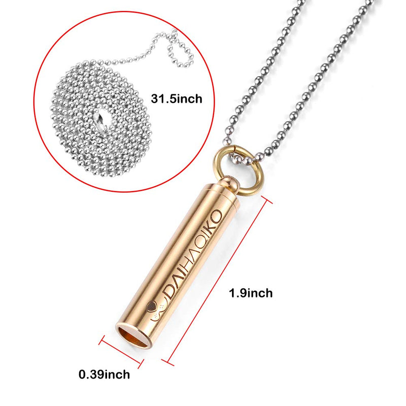 [Australia] - DAIHAQIKO Dog Training Whistle - Brass Whistle Necklace Keychain - Free Military Bead Chain Lanyard and Key Ring - for Dog Behavior Training Stop Barking 