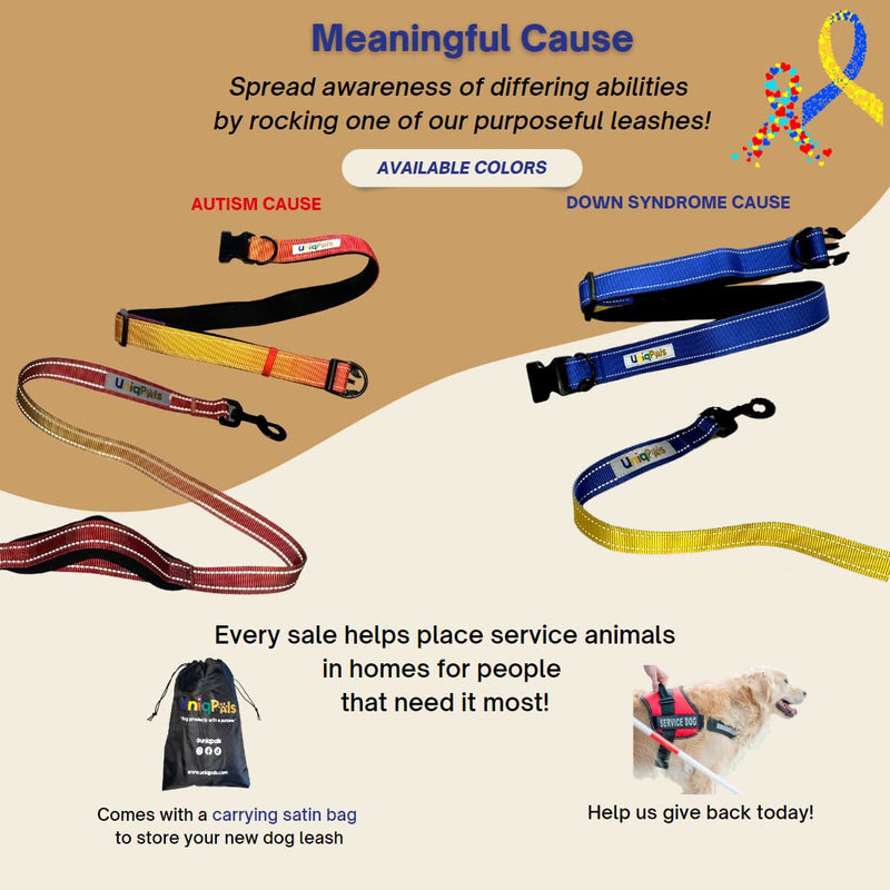Uniqpals Hands Free Dog Leash for Medium to Large Dogs | 5 Feet Dog Leash for Walking, Running, Hiking with Heavy Duty Adjustable Waist Belt, Padded Handles, Reflective Stitching, and Carrying Bag Blue/Yellow - PawsPlanet Australia