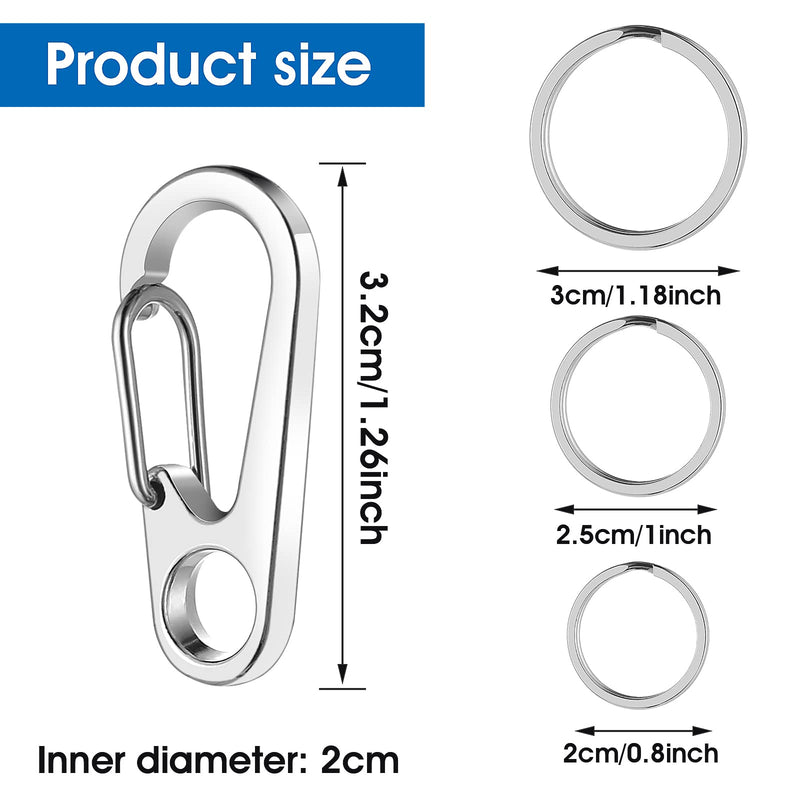 TIESOME Dog Tag Clips with Rings, 6 Pieces Dog Tag Clips 18 Pieces Tag Rings Stainless Steel Pet Tag Clip Dog Tag Holder Quick Release for Collar and Harness 1.3 x 0.6 Inch - PawsPlanet Australia