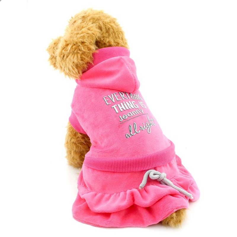 [Australia] - SMALLLEE_Lucky_Store XY000316-gray-L Pleated Tiered Dog Princess Dress Hoodies Ribbed Outfits Pink L 