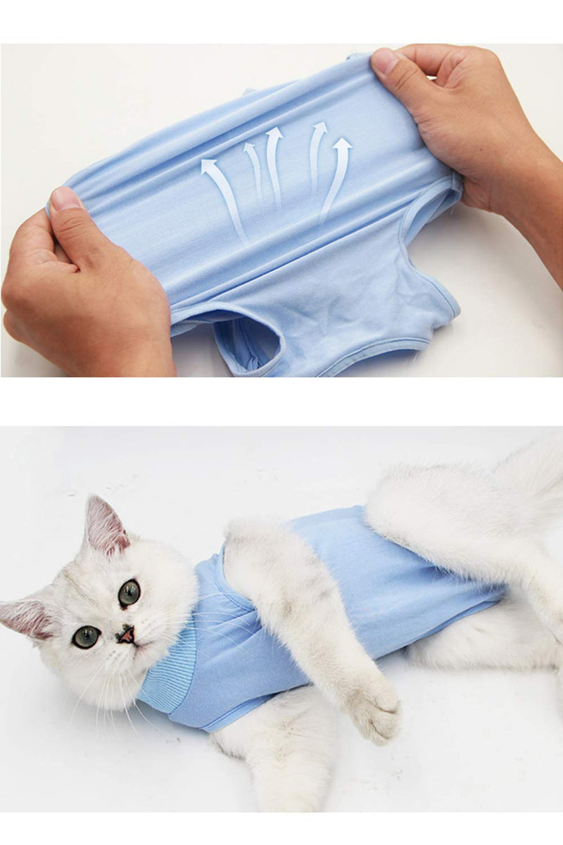 AEITPET Recovery Suit Cat, Pets Protective Clothing Recovery Suit Vest, Prevent Licking After Surgery Wear Weaning and Keep Warm Recovery Cloth Suit for Cats Dogs (M, Blue) M - PawsPlanet Australia