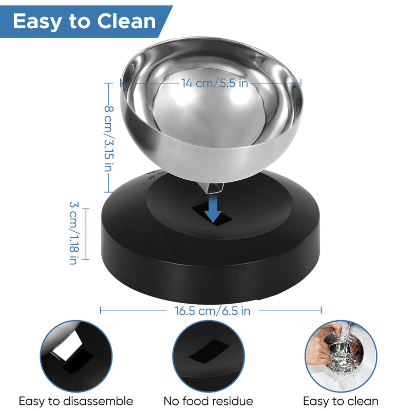 Elevated Dog Cat Bowls: 15° Tilted raised Stainless Steel Cat Bowl, Anti-slip Design of the Base, Suitable for puppy and Kitty (Black） Black - PawsPlanet Australia