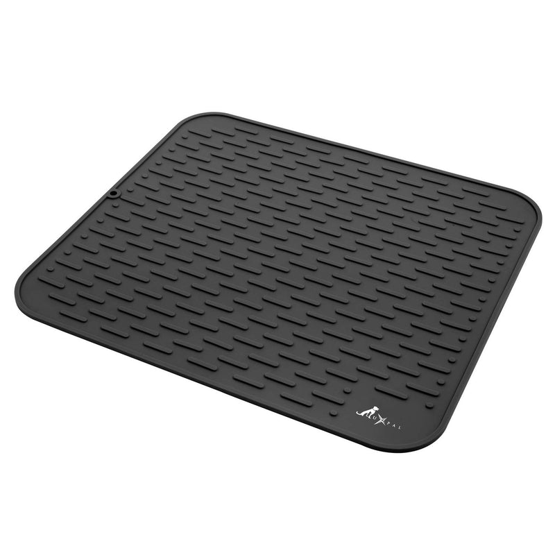 LuxPal Large 17X15 Premium Grade Silicone Dog & Cat Indoor or Outdoor Food Mat for Pets and Animals None Slip Food Tray Placemat for All Floors, Washable, Food Grade, Black - PawsPlanet Australia