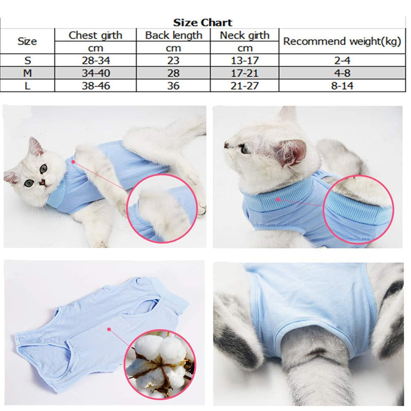 VICTORIE Cat Professional Recovery Suit Surgery Recovery Wear Operation Home Clothing Abdominal Wounds Skin Diseases for Puppy Cats Small Dogs Blue S - PawsPlanet Australia