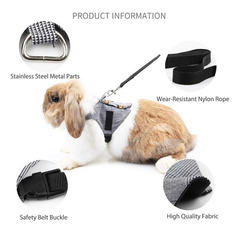 Rabbit Adjustable Harness Straps with Button Decoration Gentleman Suit Style for Outing Prevention Escape Size L - PawsPlanet Australia