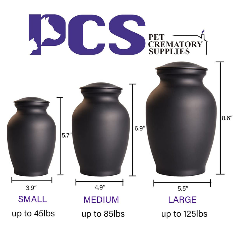 PCS Memorial Pet Cremation Urns for Dogs Ashes, Dog Keepsake Urns for Ashes, Cat Metal Urn S(0-45lbs) Black - PawsPlanet Australia