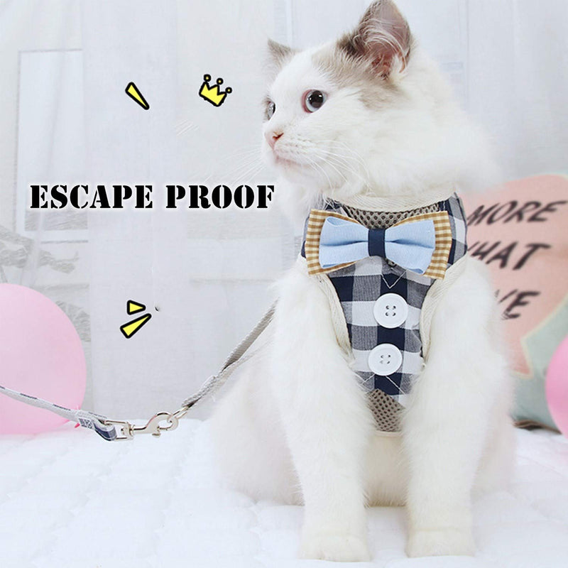 Escape-Proof Cat Kitten Harness with Leash Set Adjustable Soft Kittens Vest Walking Jacket Leash for Cats and Dogs (L) L - PawsPlanet Australia