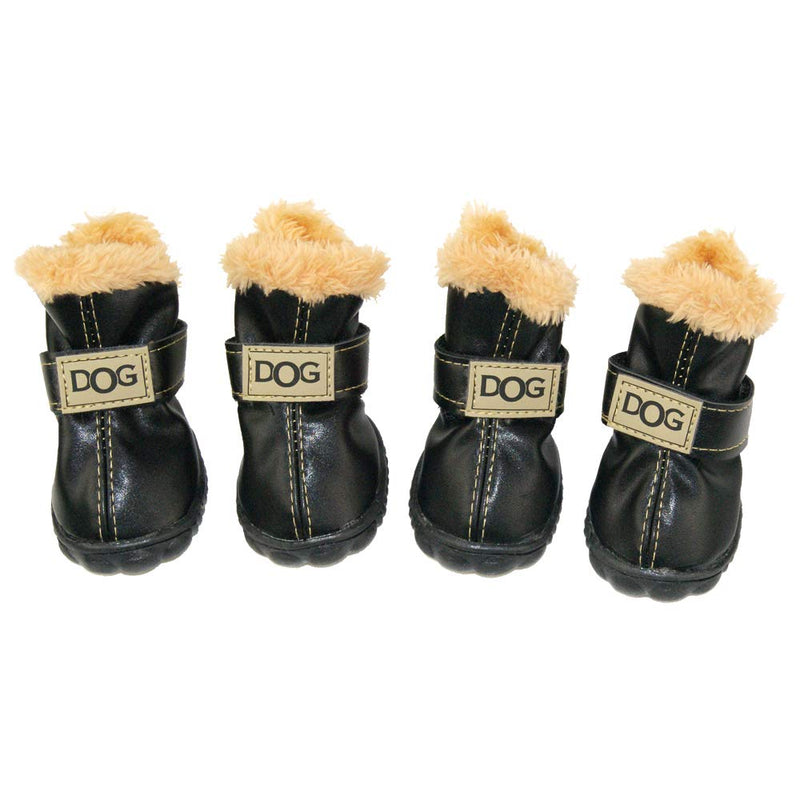 WINSOON Dog Australia Boots Pet Antiskid Shoes Winter Warm Skidproof Sneakers Paw Protectors 4-pcs Set Black Size 2 - PawsPlanet Australia