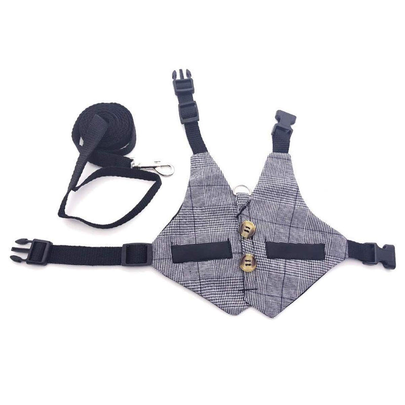 Wontee Rabbit Vest Harness and Leash Set Adjustable Formal Suit Style for Bunny Kitten Small Animal Walking - PawsPlanet Australia