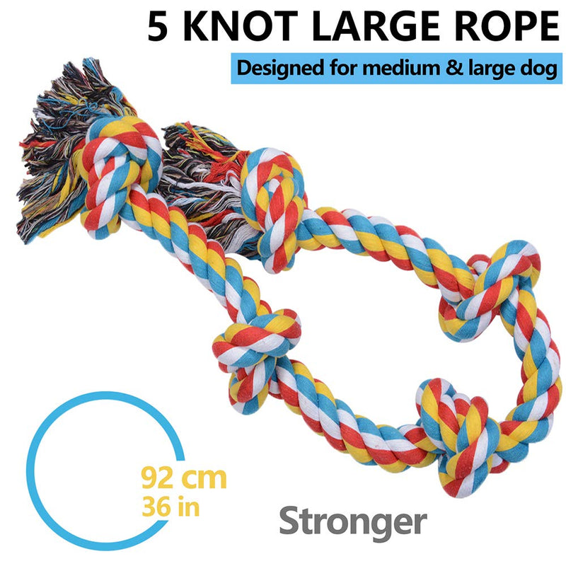 XXL Large Dog Chew Ropes (34inch) Toys for Aggressive Chewers,5 Knots Indestructible Cotton Rope for Large Breed,Heavy Duty Dental Dog Rope Toys for Medium Dogs,Tough Dog Toys for Tug Of War Set of 2 XXL - PawsPlanet Australia