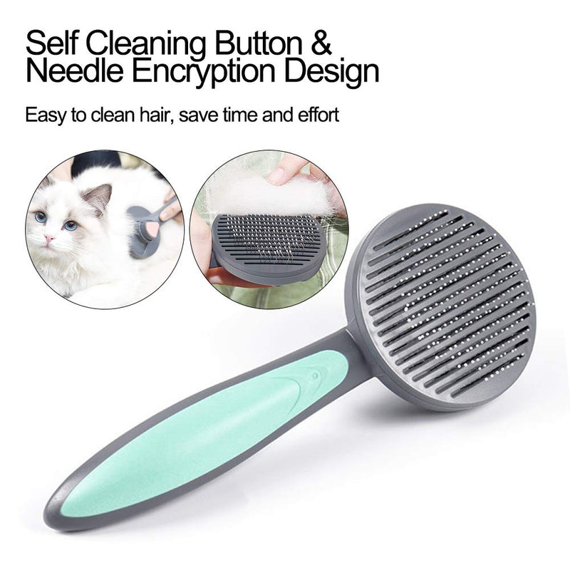 YoTelim Cat Brush Dog Brush Self Cleaning Slicker Brush with Massages Particle for Cat Dog Grooming Shedding, Gently Removes Loose Undercoat, Shedding Mats and Tangled Hair Suitable for All Long or Short Hair Grey - PawsPlanet Australia