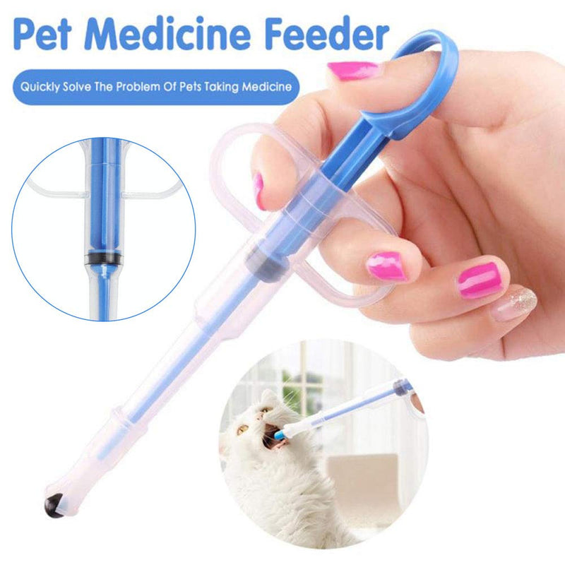 YUIP Plastic Pet Capsule Tablet Pill Gun Pill Pusher Feeder，Medical Feeder Durable Injector Syringes Medicines Feeding Tool with Soft Rubber Tip for Cats Dogs Small Animals (3 Colours) -Blue - PawsPlanet Australia