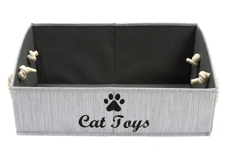 Morezi Canvas Pet Toy and Accessory Storage Bin, Basket Chest Organizer - Perfect for Organizing Pet Toys, Blankets, Leashes and Food 0605 Cat Grey - PawsPlanet Australia