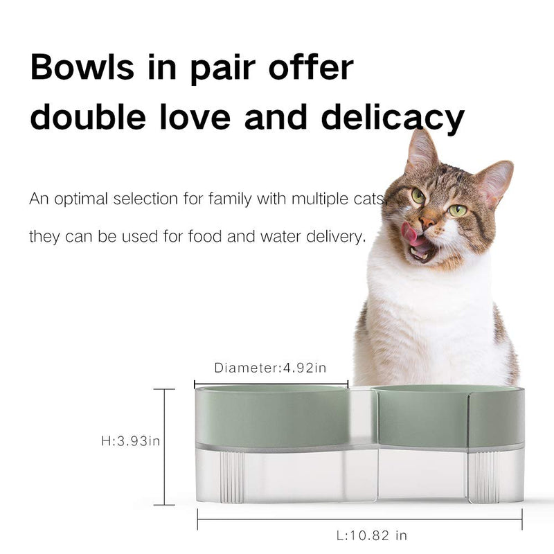pidan Elevated Cat Bowls Set with Tilted Stand and 2 Removable Bowls, Raised No Spill Pet Food and Water Dishes for Cat and Small Dogs Green - PawsPlanet Australia
