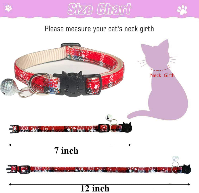 [Australia] - KMNKSCN Christmas Cat Collar Breakaway with Bell - 3 Pack Adjustable Collars Set for Kittens & Puppies Cute Snow Collard for Cats 