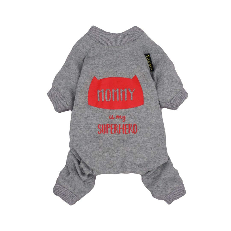 [Australia] - Fitwarm Dog Clothes 2-Pack Daddy Mommy is My Superhero Pet Clothes for Dog Pajamas Onesies Cat Jumpsuits PJS Cotton Grey XXL 