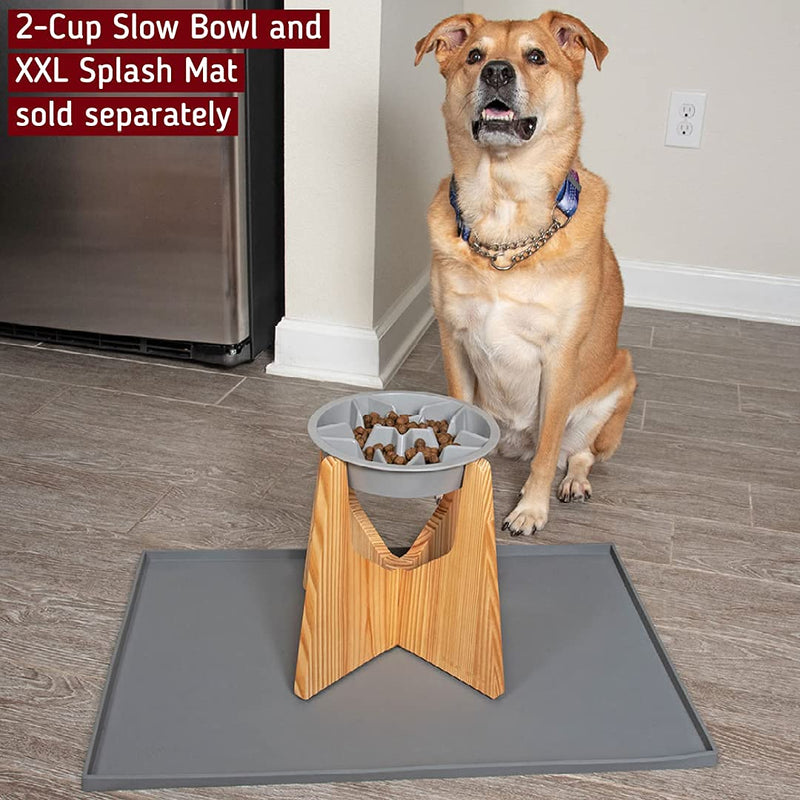 Leashboss Barka Feeder, Single Dog Bowl Stand, 11" or 14" Tall Elevated Dog Bowl for Large Dogs, Wood Raised Holder with Stainless Steel 2 Qt Bowl, Modern Design 11 Inch Natural - PawsPlanet Australia