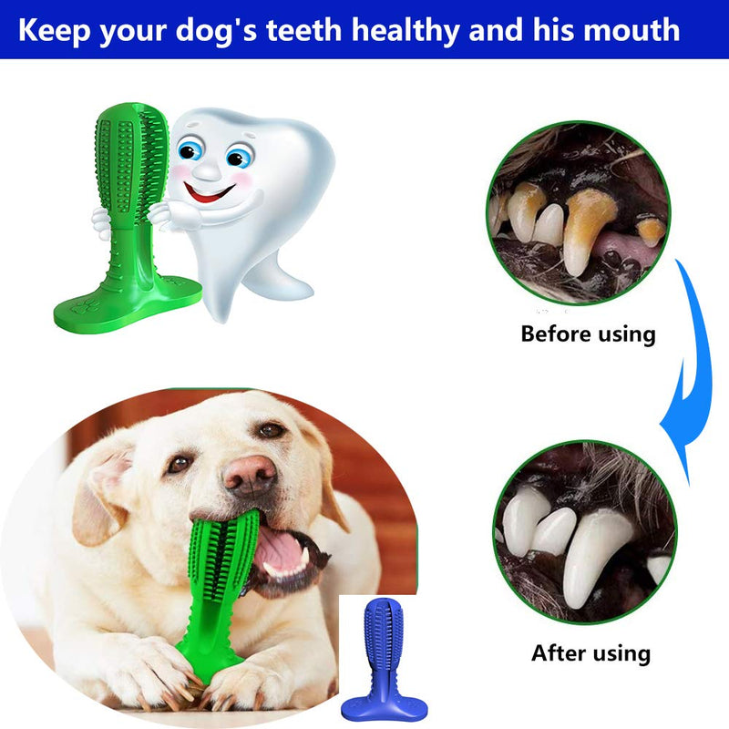 Dog Toothbrush Stick, Upgrade Dog Chew Toys,New Pets Dog Nontoxic Natural Rubber, Dog Tooth Cleaning and Dental Stick, Toy for Dogs' Oral Care Brushing Stick Tooth Cleaning Puppy Chew (L, Green) L - PawsPlanet Australia