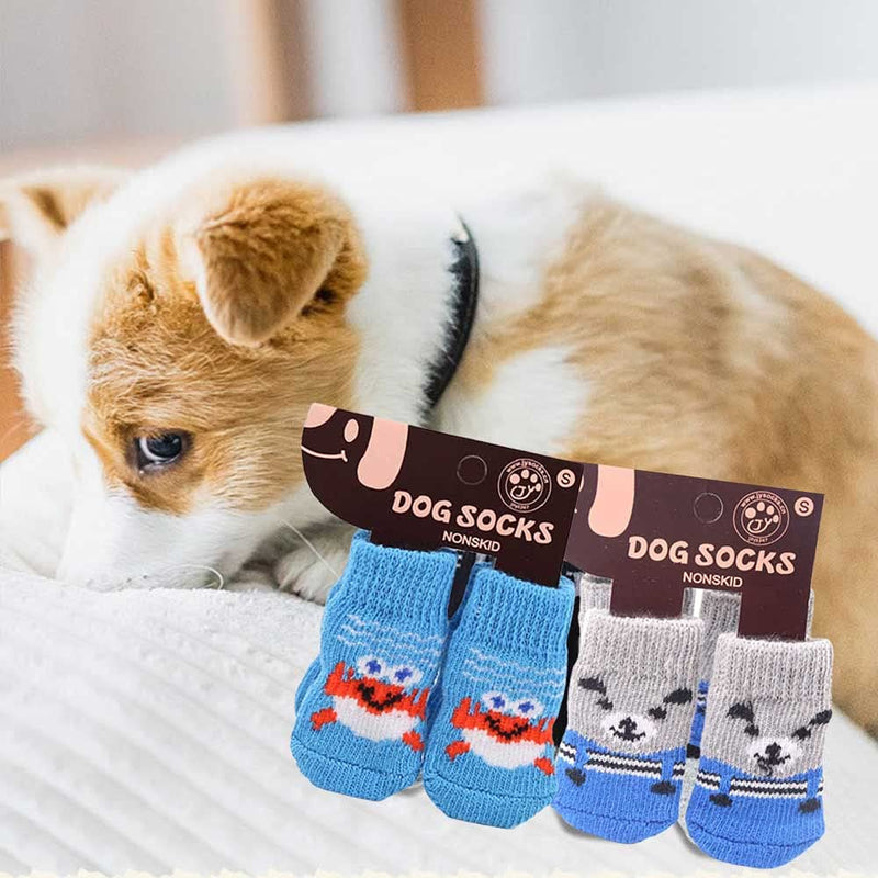 4Pairs Anti-Slip Dog Socks with Adjustable Straps Pet Socks for Cats Traction Control for Hardwood Floors Paw Protection Sole Stop Licking Paw Keep Warm for Puppy Pet Indoor Outdoor Walking (M) - PawsPlanet Australia