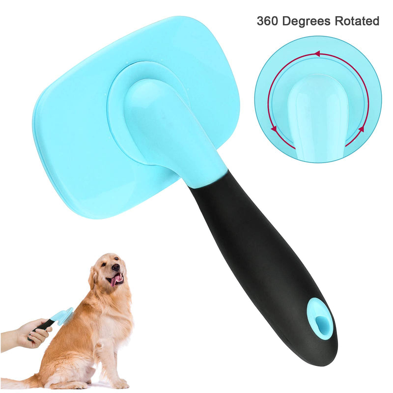 Makerfire Slicker Brush Large, 360 Degree Rotation Flexible Slicker Brush for Long Haired Dog, Pet Dog Cat Slicker Brush, Pet Teezer Brush (Large, Blue) - PawsPlanet Australia