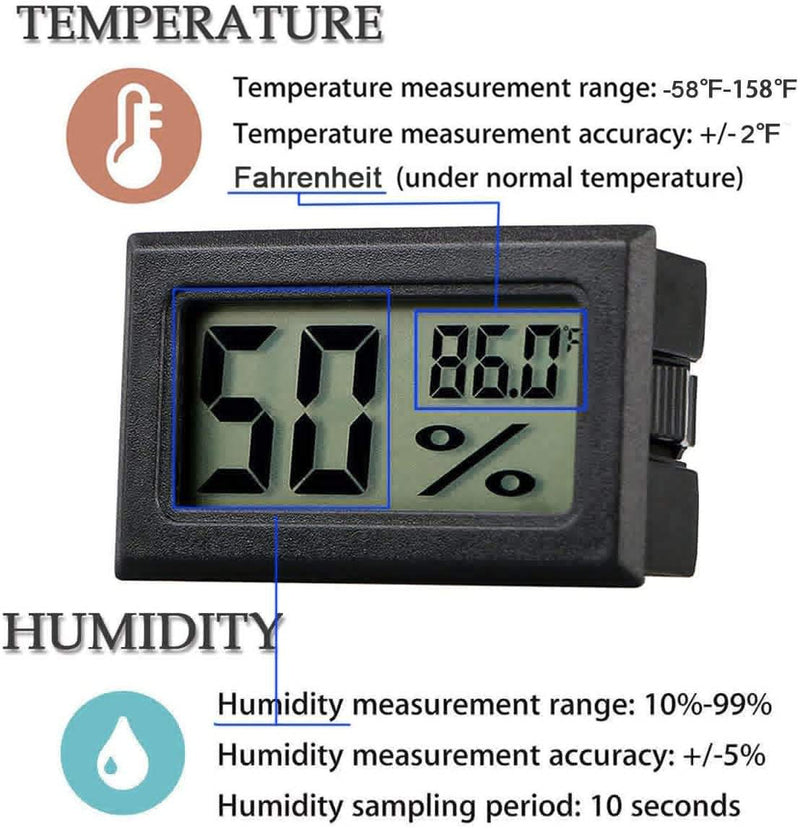 BETAZOOER 3 Pack Mini Reptile Hygrometer Thermometer Digital Indoor Humidity Gauge Monitor with Temperature Meter Sensor Fahrenheit (℉) 3PACK - PawsPlanet Australia