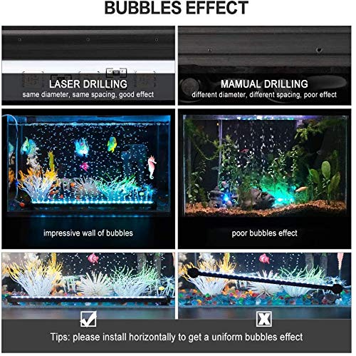 DOCEAN LED Aquarium Light, Acrylic Fish Tank Light, Upgraded LED Aquarium Light IP68 Waterproof Fish Tank Lights Submersible Underwater Aquarium Lights Rgb(11in/28cm)with Air Bubble - PawsPlanet Australia