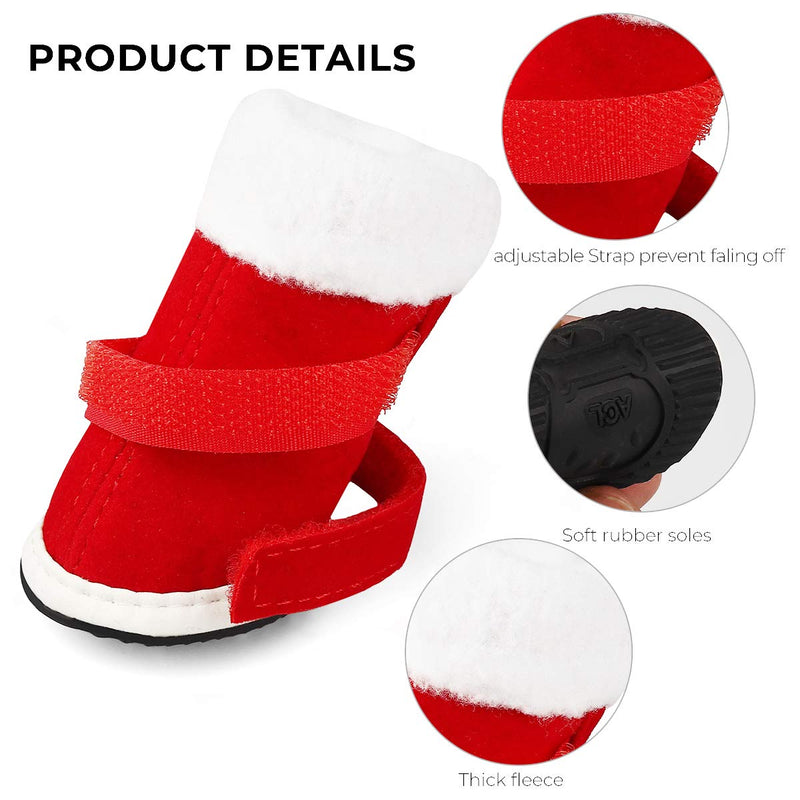 Riccioofy Dog Shoes,Puppy Boots for Teddy Poodle Chihuahua Cat Puppy Dog with Adjustable Straps Anti-Slip Sole Paw Protector 4 Pack #2 (L*W=1-9/32" * 1-1/2") Red - PawsPlanet Australia