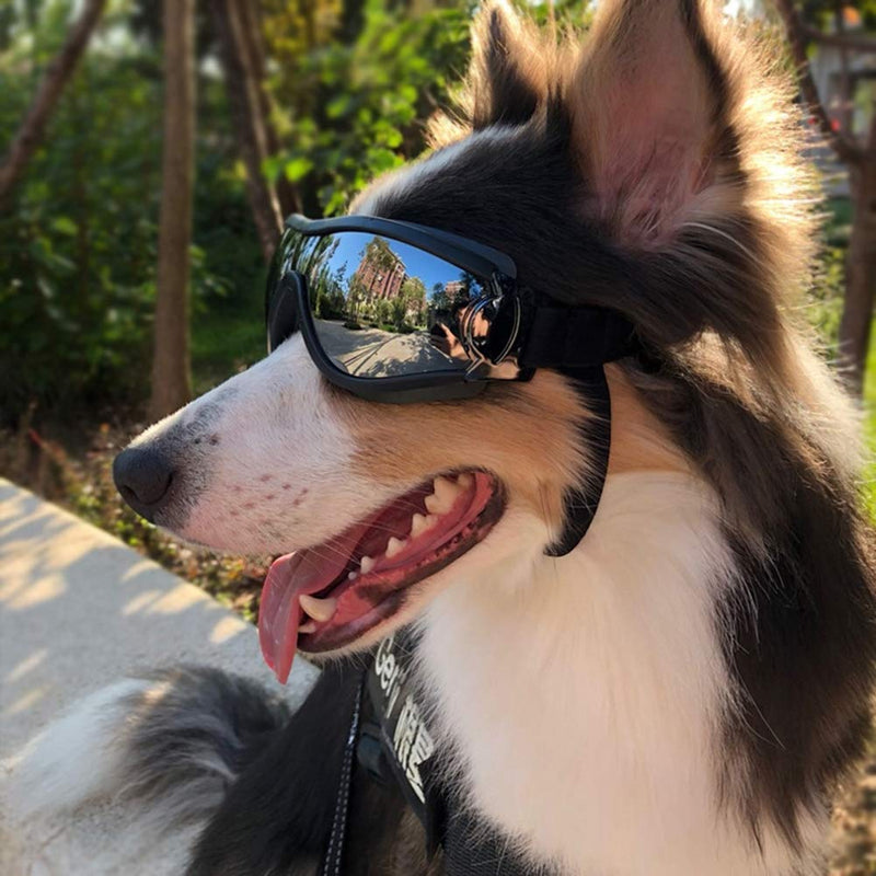 Dog Goggles Medium or Large Dog Sunglasses Anti-UV Waterproof Windproof Glasses Dog Eyewear for Long Snout Dogs Silver - PawsPlanet Australia
