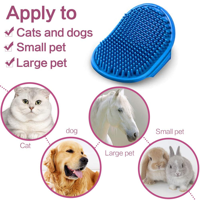 Dog Bath Brush , Aoche Pet Bath Comb Brush Soothing Massage Rubber Comb 2pcs with Adjustable Ring Handle for Long Short Haired Dogs and Cats (blue+rose) - PawsPlanet Australia