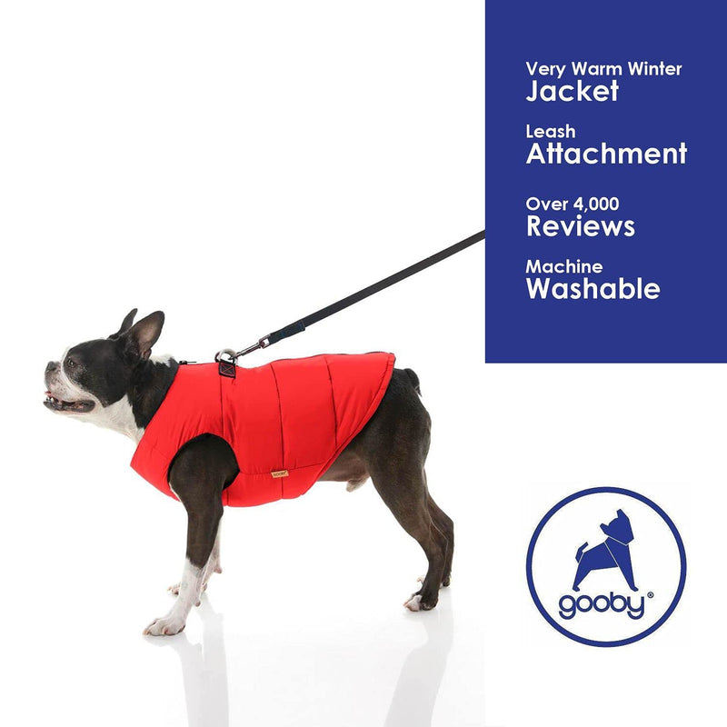 Gooby Padded Vest Dog Jacket - Solid Red, X-Large - Warm Zip Up Dog Vest Fleece Jacket with Dual D Ring Leash - Water Resistant Small Dog Sweater - Dog Clothes for Small Dogs Boy and Medium Dogs Red Solid X-Large chest (56 cm) - PawsPlanet Australia