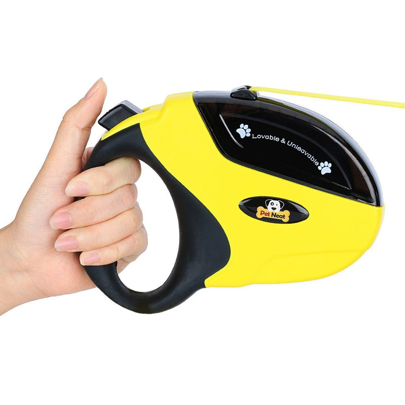 [Australia] - Pet Neat Retractable Dog Leash with Break and Lock Button - Free eBooks - Premium Quality - 10 Ft - Suitable for Small and Medium Dogs - Up to 44 lbs Yellow Color 