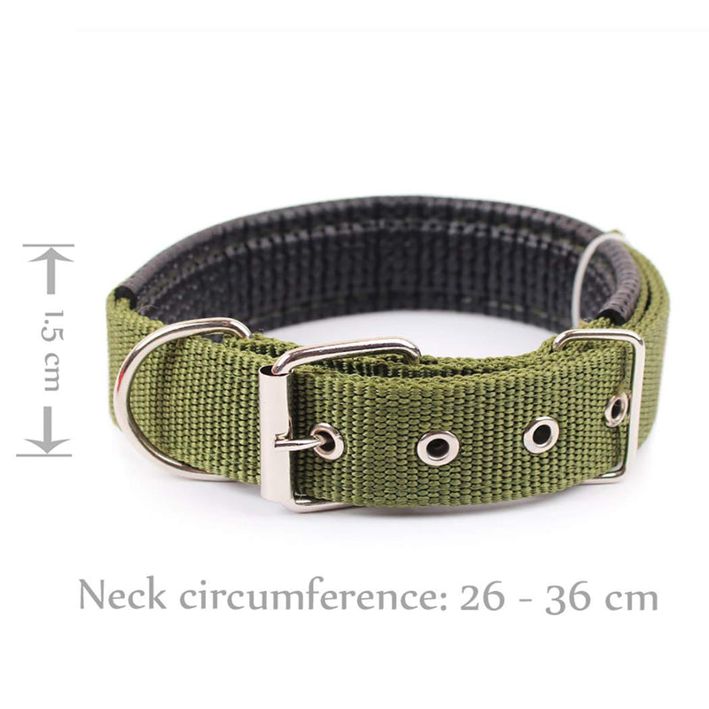 [Australia] - Petea Dog Collar Dog Soft Leather Lining Choker Collar Durable Pet Puppy Collars for Small Medium Large Dogs S Green 