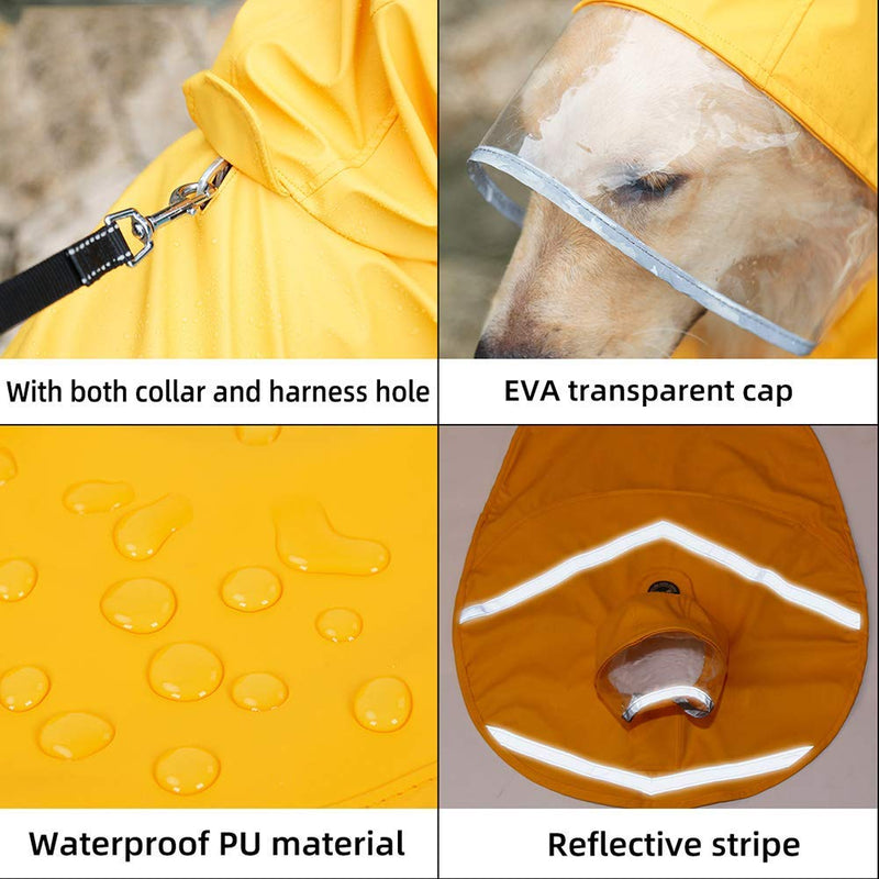 [Australia] - Reflective Raincoat for Dogs - Lightweight Dog Rain Jacket with Hood - Adjustable Dog Raincoats for Small Medium Large Dogs | with Safe Reflective Stripes | with Hole for Leash | Contains Storage Bag Blue 