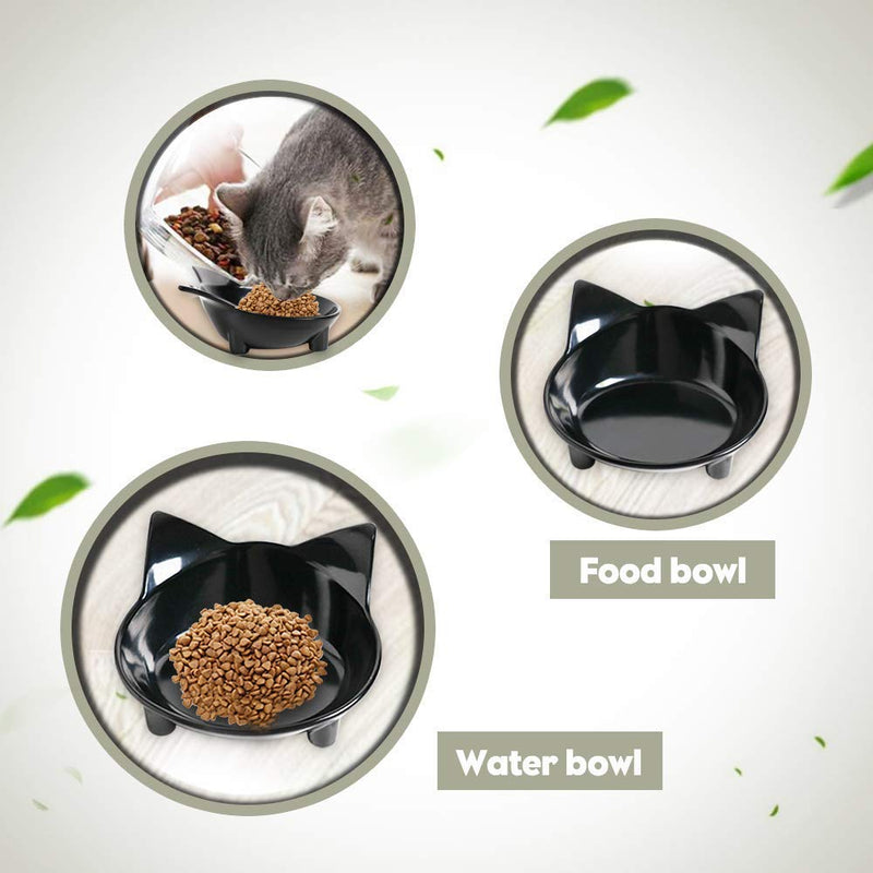 Cat Bowl Cat Food Bowls Non Slip dog Dish Pet Food Bowls Shallow Cat Water Bowl Cat Feeding Wide Bowls to Stress Relief of Whisker Fatigue Pet Bowl of Dogs Cats Rabbits Puppy(Safe Food-grade Material) 3Black+Grey+White - PawsPlanet Australia