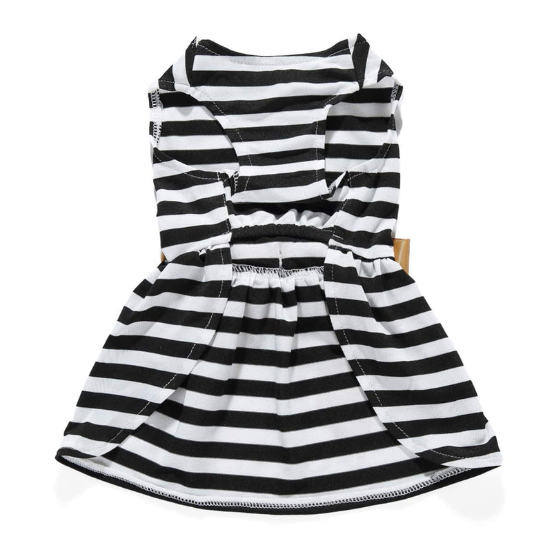 LKEX Dog Dresses Girl Shirt Pet Black and White Stripe Princess Doggie Skirt Party Birthday Cat Apparel for Small/Medium Dogs Spring Summer Sundress XS X-Small - PawsPlanet Australia