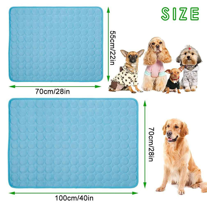 Cooling Mat for Dogs Cats Ice Silk Pet Self Cooling Pad Blanket for Pet Beds/Kennels/Couches /Car Seats/Floors (Large, Blue) Large - PawsPlanet Australia