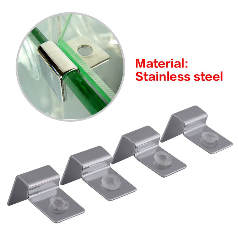 4 Size 4Pcs Stainless Steel Aquarium Fish Tank Glass Cover Support, Stainless Steel Fish Tank Cover Holder Anti-Slip Fish Tank Holders Aquarium Accessories Universal Lid Clips 6mm - PawsPlanet Australia