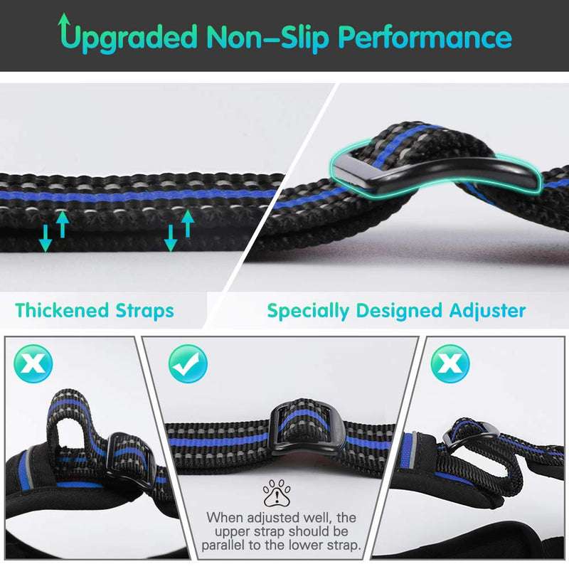 Eagloo Dog Harness No Pull, Walking Pet Harness with 2 Metal Rings and Handle Adjustable Reflective Breathable Oxford Soft Vest Easy Control Front Clip for Small Medium Large Dogs Blue - PawsPlanet Australia