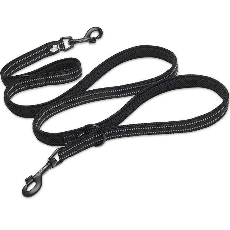 [Australia] - Creation Core Multi-fuctional Reflective Dog Leash with Snap Hook Adjustable Hands Free Walking Training Running Leash L 1" Width, 3.6-6.6Ft Black 