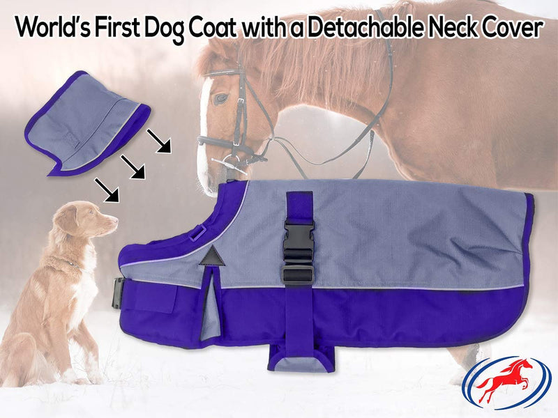 [Australia] - Derby Originals Horse Tough 1200D Waterproof Winter Dog Coat with 2 Year Warranty - Designed with Heavy Duty Ripstop Nylon & No Rub Breathable Inner Lining Insulated Charcoal/Purple 22" 