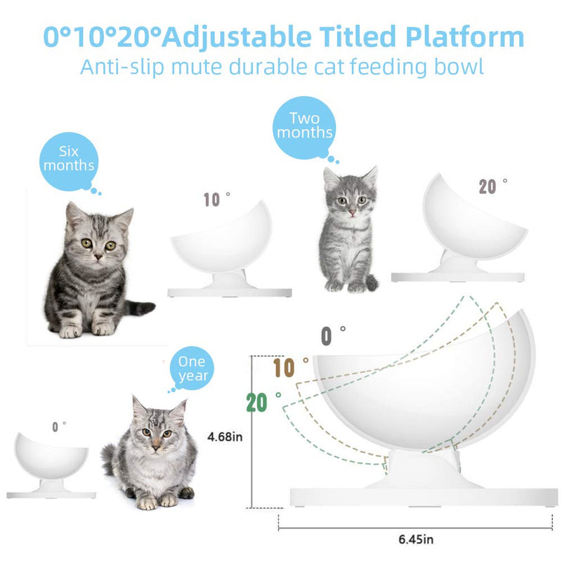 Raised Cat Bowl 0°10°20° Adjustable Tilted Cat Feeding Bowl with Stand Anti-slip Mute Cat Food Water Bowl Slanted Cat Bowl Reduce Pets Neck Pain for Cats with 1 Pcs Cats Dogs Food Measuring Cup - PawsPlanet Australia