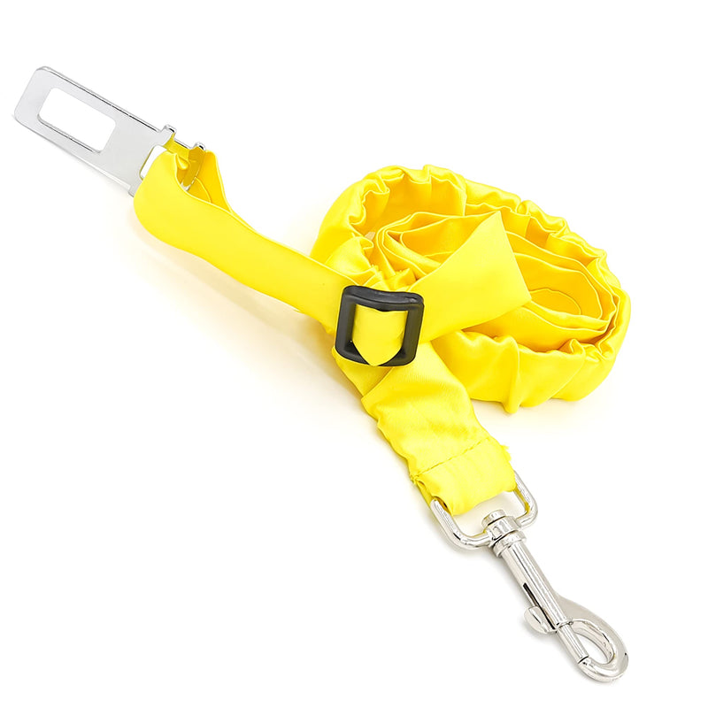 Car Seat Belt for Dogs Cats Pets Adjustable Heavy Duty Elastic Car Seat Belt with Elastic Nylon Bungee Buffer (Yellow) Yellow - PawsPlanet Australia