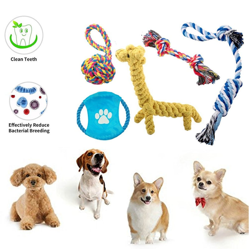 Janlyy Pet Dog Toys Dog Chew Rope Toys Set Non-toxic Material Durable Interactive Toys for Puppy Medium Dogs(5 Pack, Random Color) - PawsPlanet Australia