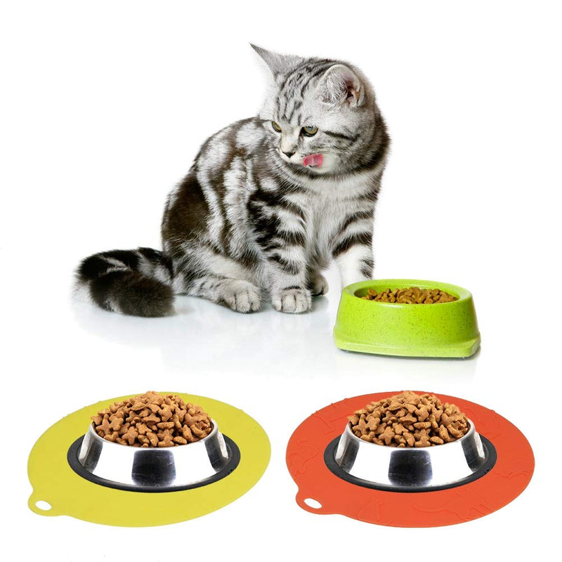 2pcs Pet Food Mats Non-slip Dog Feeding Bowl Pad Silicone Pet Bowl Anti-slip Mat Round Shape Cat Dog Feeding Tray Mat - PawsPlanet Australia