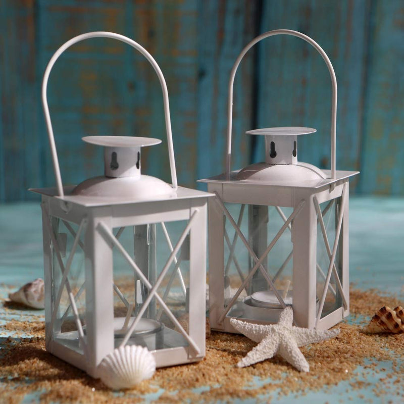 Kate Aspen Luminous Metal Mini Lanterns, Vintage Teal Light Candle Holders, White One Size - PawsPlanet Australia