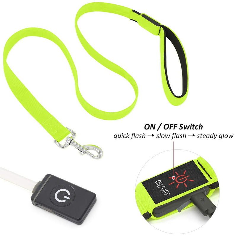 [Australia] - BSEEN LED Lighted Dog Leash - USB Rechargeable Nylon Webbing Glowing Pet Leash, Light Up Puppy Lead for Nighttime Dog Walking 47 Inch (120cm) Neon Green 