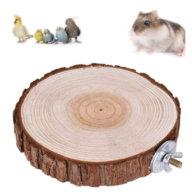 NA 2Pcs Natural Parrot Round Wooden Springboard Bird Parrot Perch Platform Stand Rack Toy Parrot Paw Grinding Toys 6-8cm for Small Animals Parrot Hamster Cage Stands - PawsPlanet Australia
