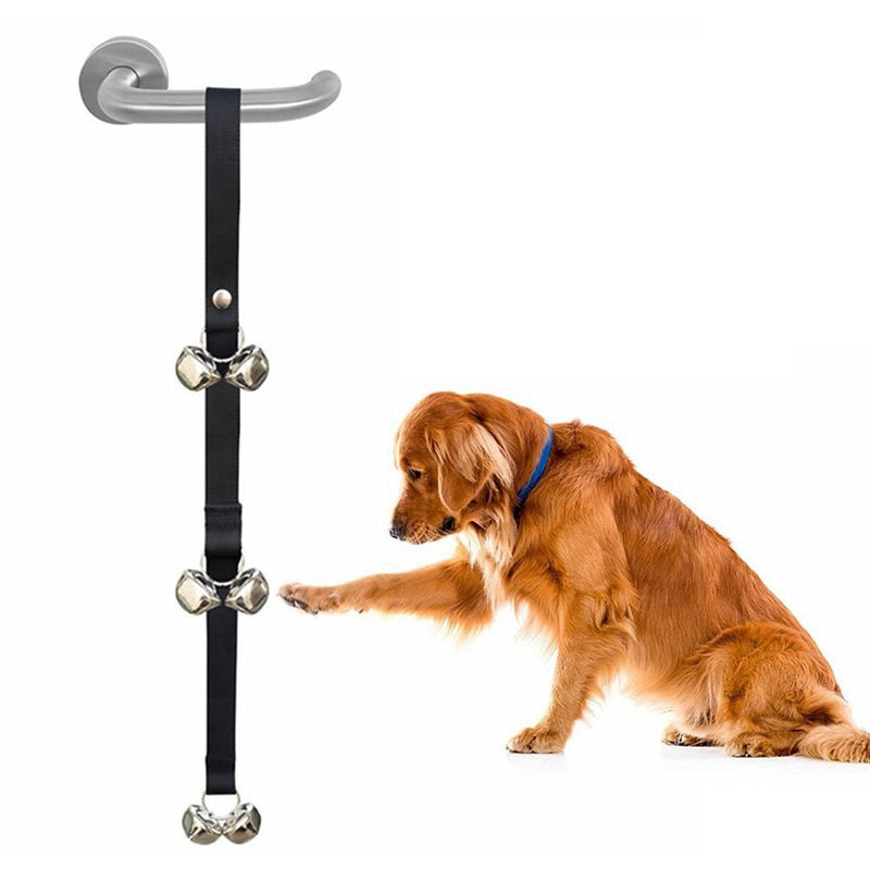 UEETEK Pet Dog Door Bells Puppy Doorbells Potty Training Adjustable with Six Loud Bells (Black) - PawsPlanet Australia